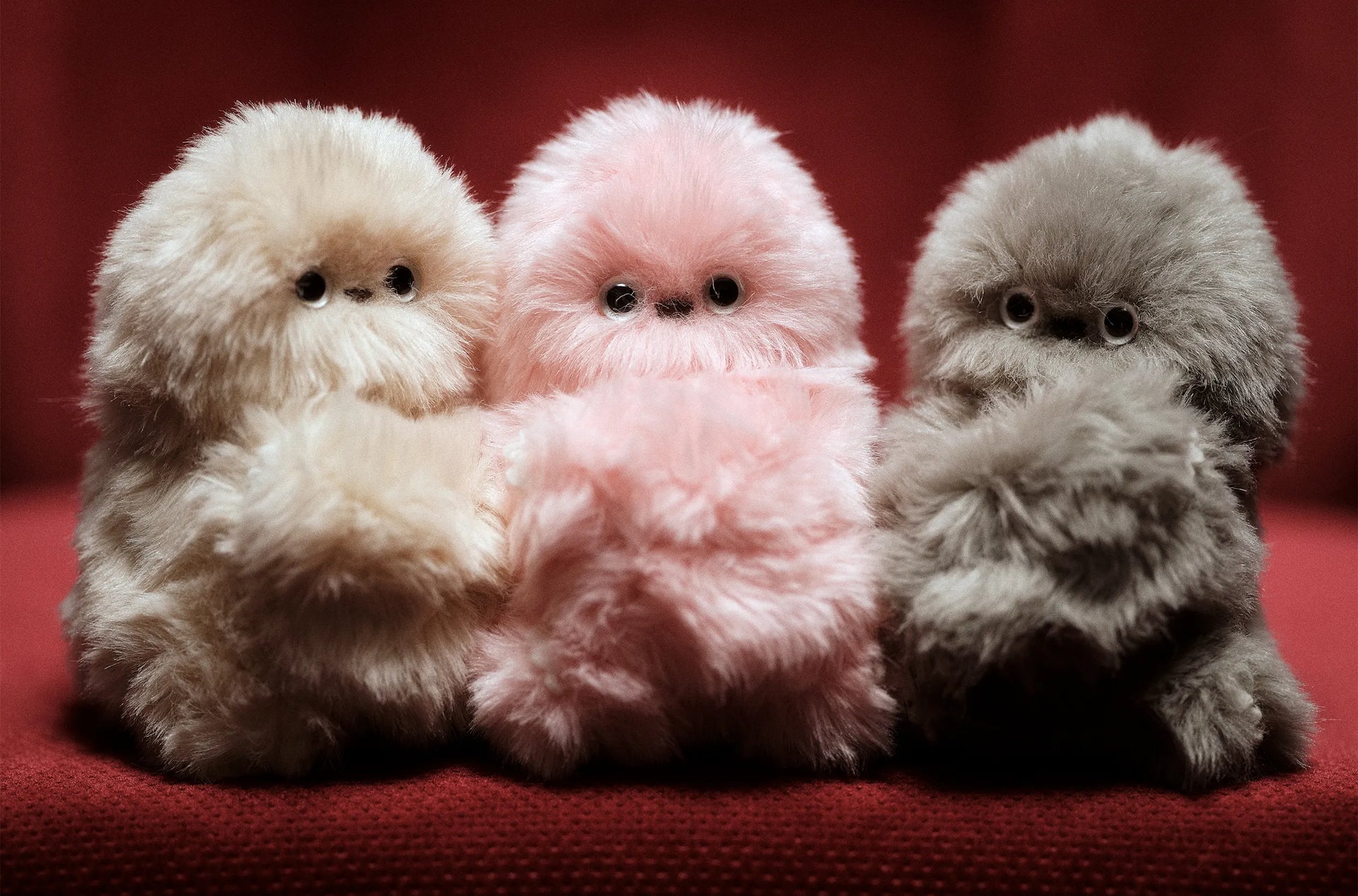 Ivory, Pink and Gray Mirumi charm robots